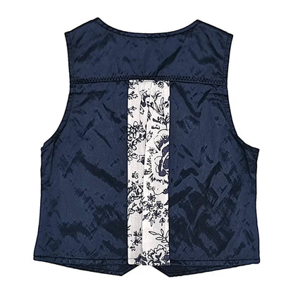 Gilet sans manches bébé garçon IKKS 12 mois, bleu, tissu souple et fleuri au dos