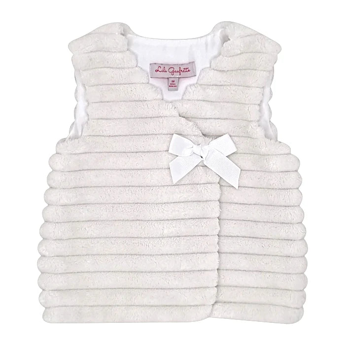 Gilet sans manches bébé fille écru à nœud, taille 18 mois, marque Lili Gaufrette - seconde main premium