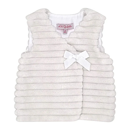 Gilet sans manches bébé fille écru à nœud, taille 18 mois, marque Lili Gaufrette - seconde main premium