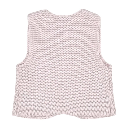 Gilet sans manches bébé fille Tartine et Chocolat 6 mois, rose, en tricot point mousse