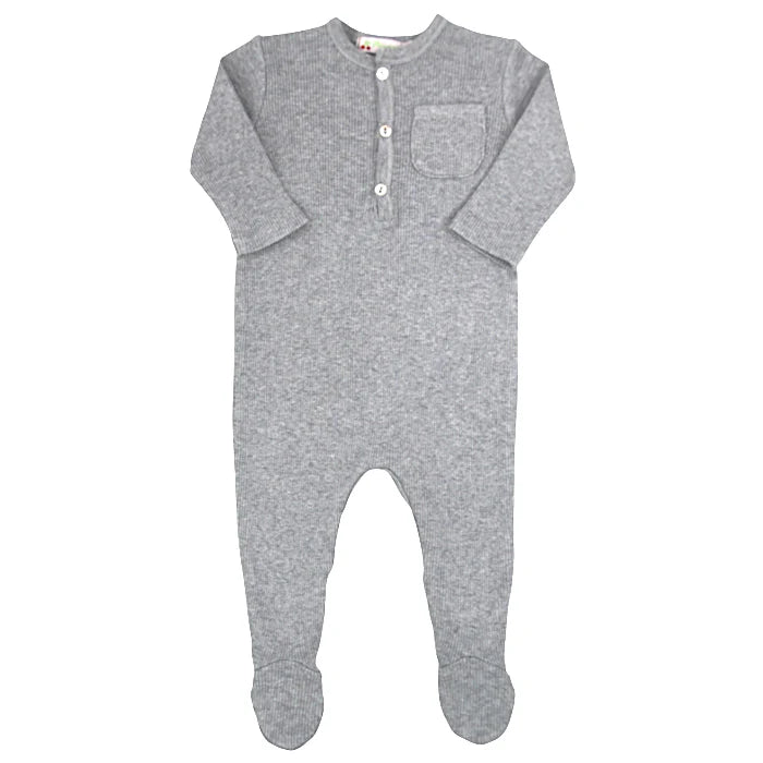 Grenouillère bébé mixte gris en coton, taille 1 mois, marque Bonpoint - seconde main haut de gamme