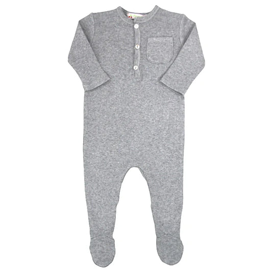 Grenouillère bébé mixte gris en coton, taille 1 mois, marque Bonpoint - seconde main haut de gamme