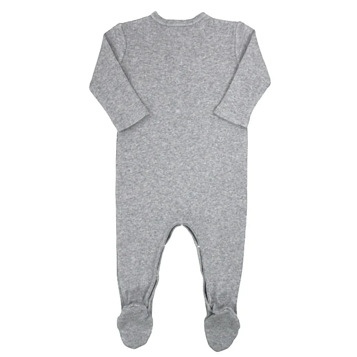Grenouillère bébé mixte Bonpoint 1 mois, gris, en jersey côtelé