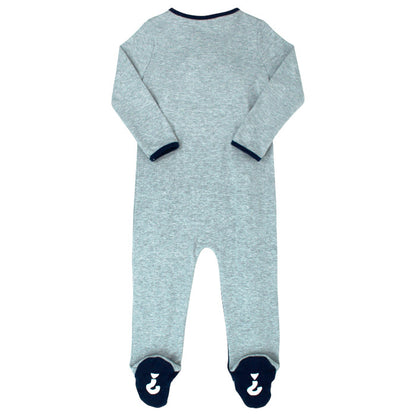 Grenouillère bébé gris/marine logo ours en peluche Guess, vue de dos, garçon 12 mois