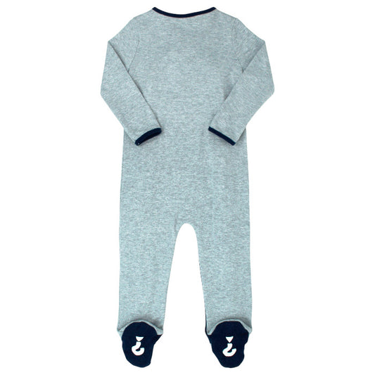 Grenouillère bébé gris/marine logo ours en peluche Guess, vue de dos, garçon 12 mois