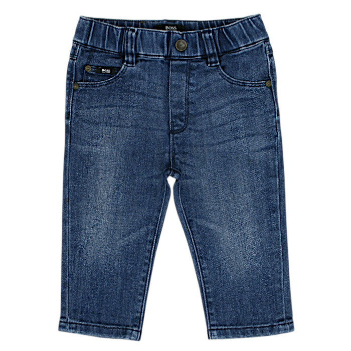 Jean confort bébé garçon bleu délavé en denim, taille 9 mois, marque Boss - seconde main haut de gamme