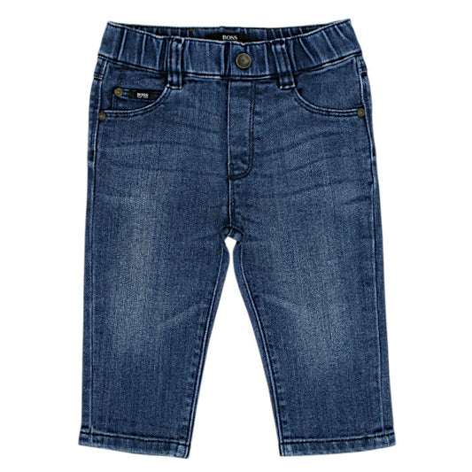 Jean confort bébé garçon bleu délavé en denim, taille 9 mois, marque Boss - seconde main haut de gamme