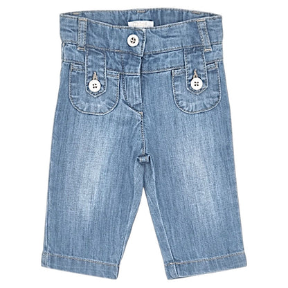 Jean droit bébé fille Chloé, bleu délavé , taille 3 mois, seconde main luxe, vue de face