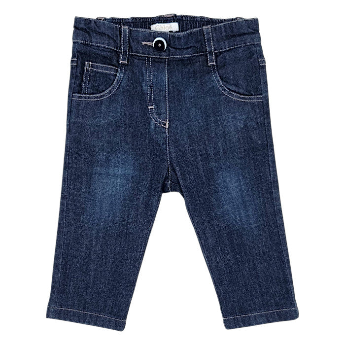 Jean droit bébé fille Chloé, bleu brut, taille 6 mois, seconde main luxe, vue de face