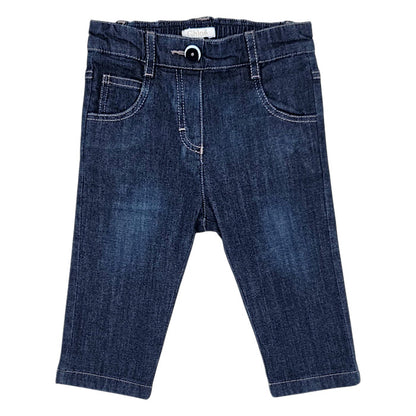 Jean droit bébé fille Chloé, bleu brut, taille 6 mois, seconde main luxe, vue de face