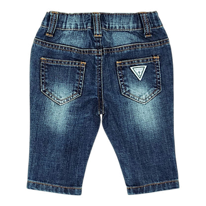 Jean droit bébé bleu délavé Guess, vue de dos, garçon 0-3 mois