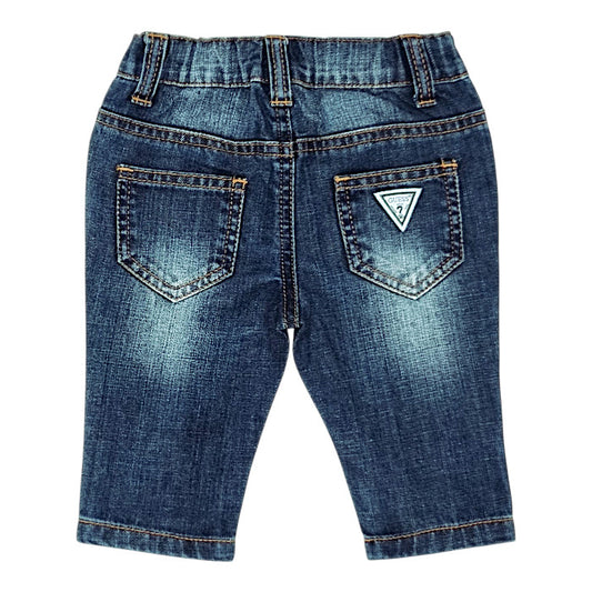 Jean droit bébé bleu délavé Guess, vue de dos, garçon 0-3 mois