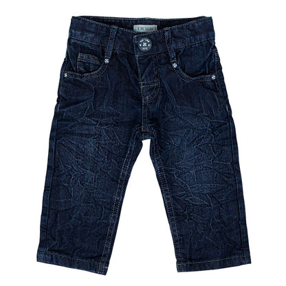 Jean droit bébé garçon IKKS Junior, bleu effet froissé, taille 3 mois, seconde main premium, vue de face