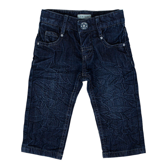 Jean droit bébé garçon IKKS Junior, bleu effet froissé, taille 3 mois, seconde main premium, vue de face