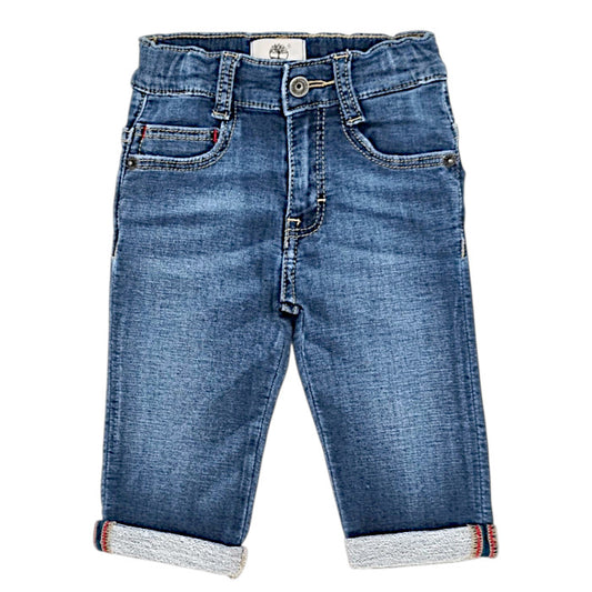 Jean droit bébé garçon Timberland, bleu délavé à revers, taille 6 mois, seconde main premium, vue de face