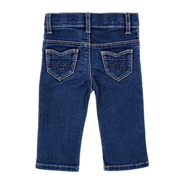 Jean slim bleu, IKKS, pour bébé fille 3 mois, vue de dos, vêtement seconde main de marque