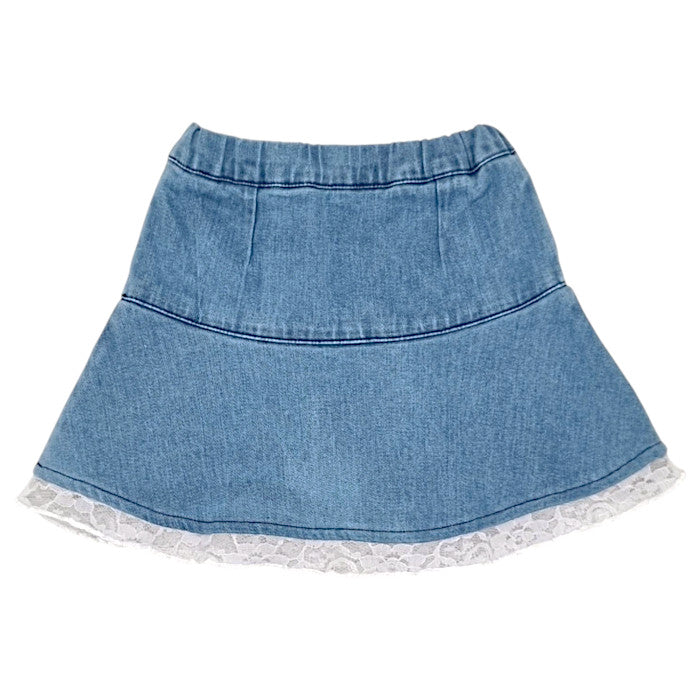 Jupe bébé bleu délavé en jean Guess, vue de dos, fille 6-9 mois