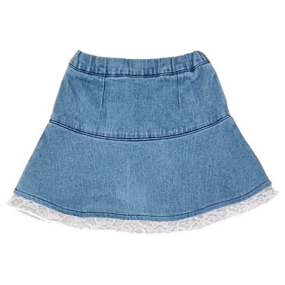 Jupe bébé bleu délavé en jean Guess, vue de dos, fille 6-9 mois