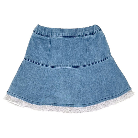 Jupe bébé bleu délavé en jean Guess, vue de dos, fille 6-9 mois