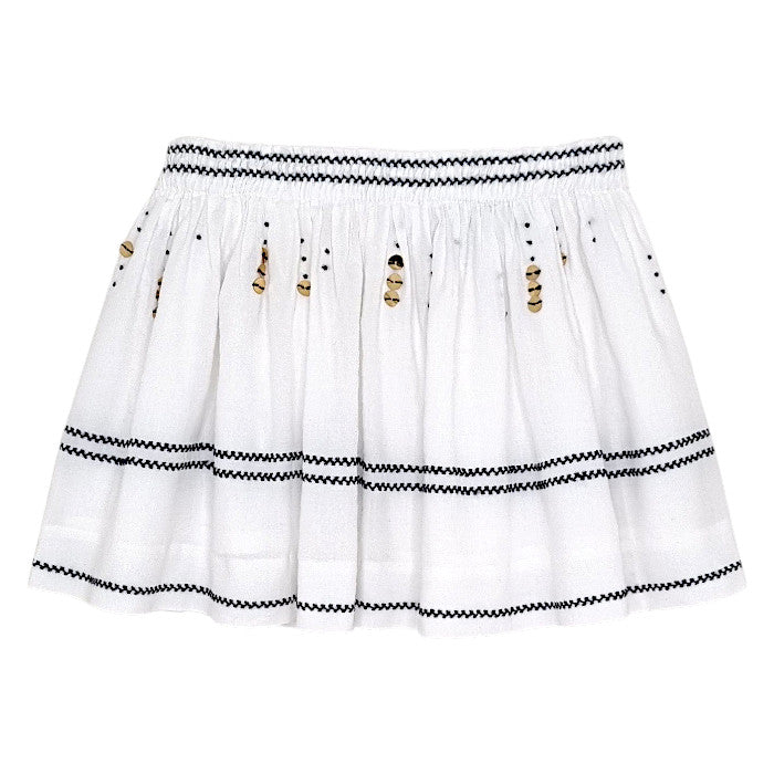 Jupe bébé fille Tartine et Chocolat, blanc à sequins, taille 24 mois, seconde main haut de gamme, vue de face
