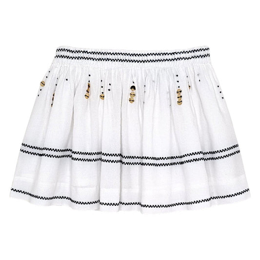 Jupe bébé fille Tartine et Chocolat, blanc à sequins, taille 24 mois, seconde main haut de gamme, vue de face