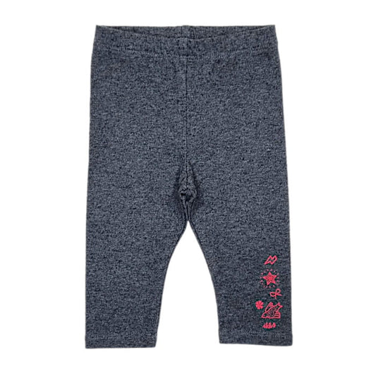 Legging gris anthracite, IKKS, pour bébé fille 3 mois, vue de face, vêtement d'occasion