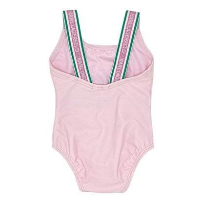 Maillot de bain bébé rose imprimé Choupette Karl Lagerfeld, vue de dos, fille 6 mois