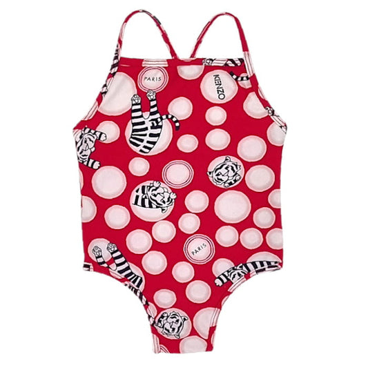 Maillot de bain bébé fille Kenzo seconde main 18 mois rouge imprimé tigre