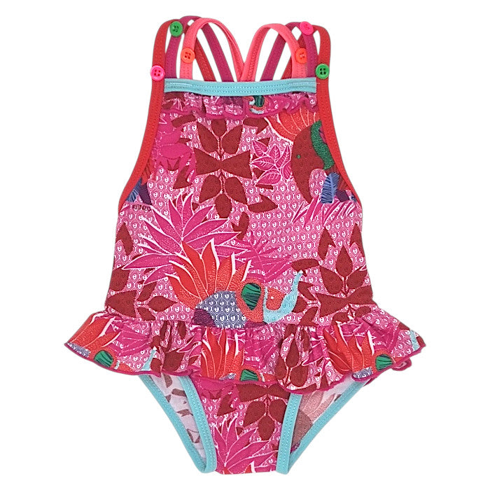 Maillot de bain bébé fille Kenzo, multicolore à volants, taille 6 mois, seconde main luxe, vue de face