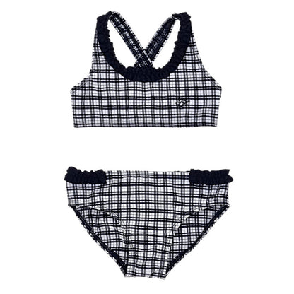 Maillot de bain bébé fille Tommy Hilfiger, marine/blanc à carreaux, taille 6-9 mois, seconde main luxe, vue de face