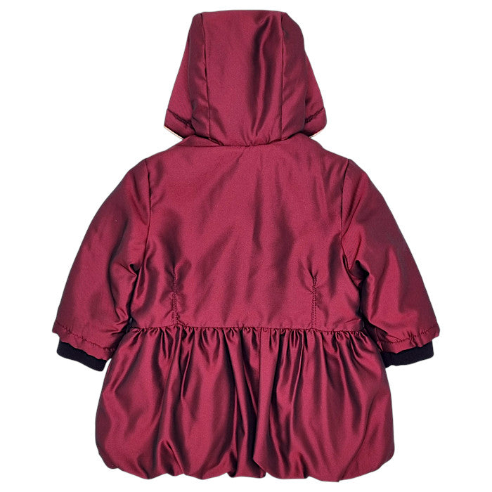 Manteau bébé bordeaux doublure fourrée Marc Jacobs, vue de dos, fille 6 mois