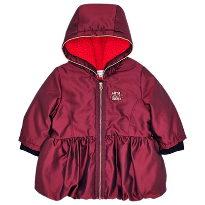 Manteau bébé fille Marc Jacobs, bordeaux doublure fourrée, taille 6 mois, seconde main luxe, vue de face