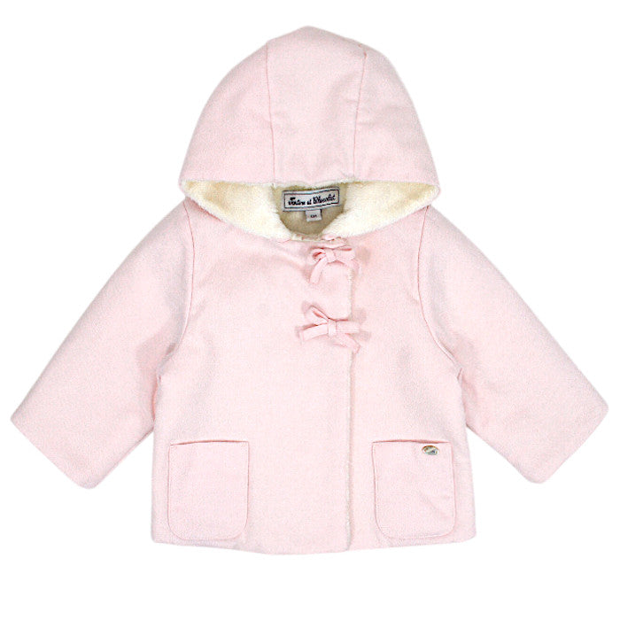 Manteau bébé fille Tartine et Chocolat, rose à nœuds, taille 6 mois, seconde main haut de gamme, vue de face