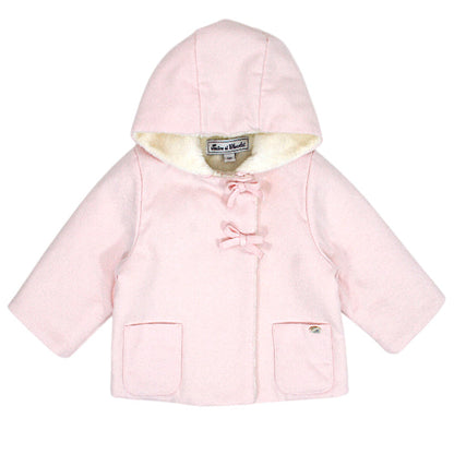 Manteau bébé fille Tartine et Chocolat, rose à nœuds, taille 6 mois, seconde main haut de gamme, vue de face