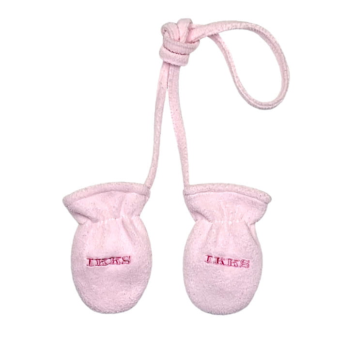 Moufles rose polaire, IKKS pour fille 12-18 mois, vue de face, accessoire bébé d'occasion