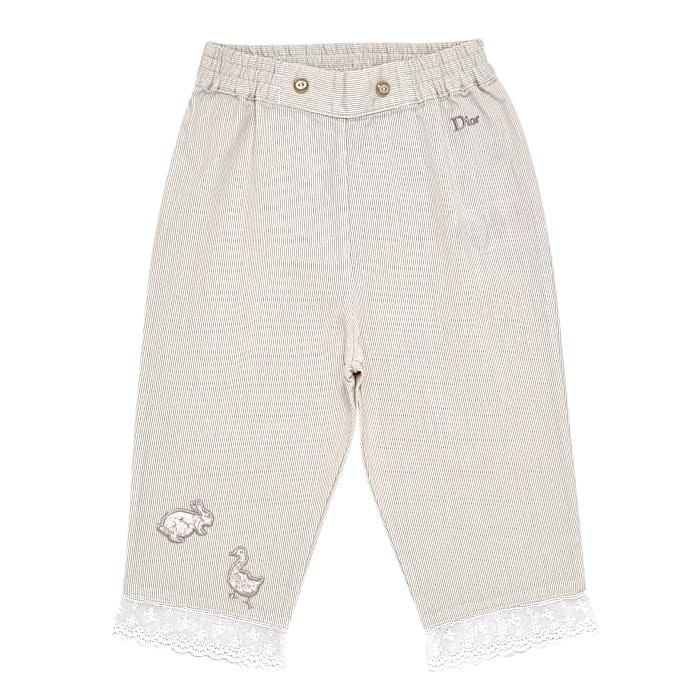 Pantalon Dior 18 mois beige milleraies - Vêtement bébé fille luxe pas cher