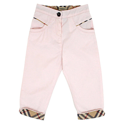 Pantalon bébé fille Burberry Kids, rose à revers tartan check, taille 18 mois, seconde main luxe, vue de face