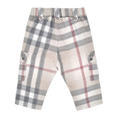 Pantalon beige à carreaux, Burberry, pour garçon 6 mois, vue de dos, vêtement bébé de marque luxe