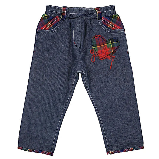 Pantalon confort bébé fille bleu en jean doublé, taille 12 mois, marque Jean-Paul Gaultier - seconde main luxe