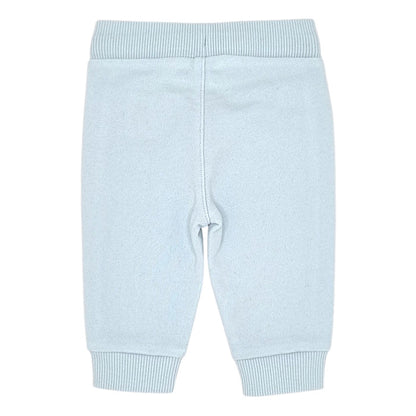 Pantalon de jogging bébé bleu ciel signature Timberland, vue de dos, garçon 3 mois