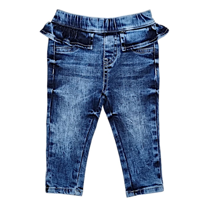 Pantalon slim Guess bébé fille 6-9 mois bleu denim - Vêtement de marque d'occasion