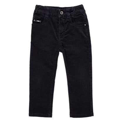 Pantalon noir velours milleraies, Hugo Boss, 18 mois, vue de face, vêtement de marque pour bébé garçon