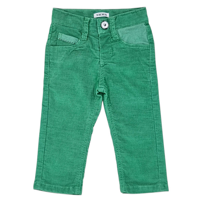 Pantalon bébé garçon IKKS Junior, vert en velours côtelé, taille 6 mois, seconde main premium, vue de face