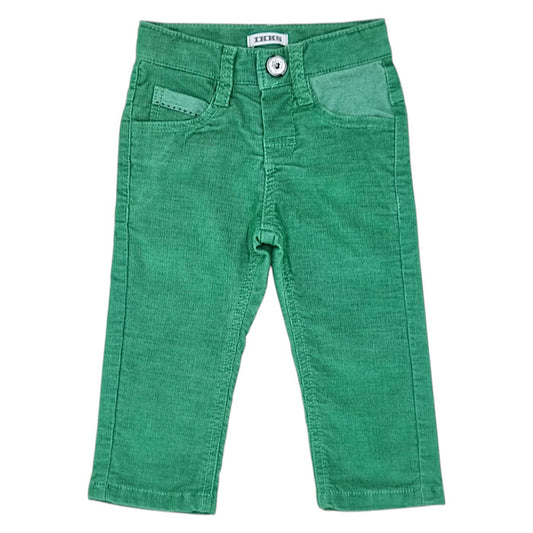 Pantalon bébé garçon IKKS Junior, vert en velours côtelé, taille 6 mois, seconde main premium, vue de face