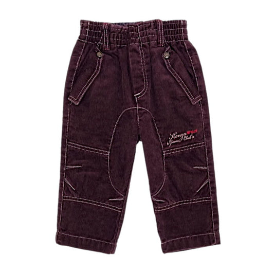 Pantalon marron velours milleraies, Kenzo, 6 mois, vue de face, vêtement bébé garçon luxe de seconde main