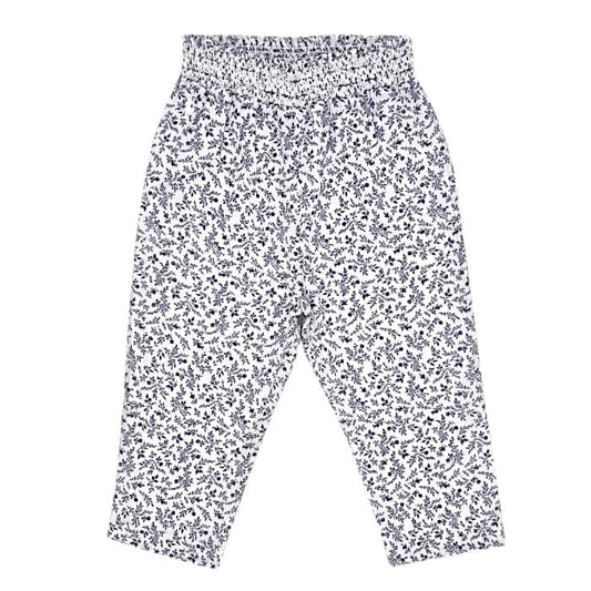 Pantalon bleu motif floral, marque Ralph Lauren, fille 18 mois, vue de face, mode chic et durable, seconde main en état impeccable