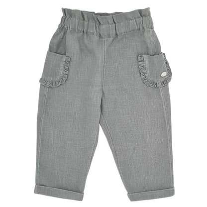 Pantalon bébé fille Tartine et Chocolat, vert en lin, taille 12 mois, seconde main haut de gamme, vue de face