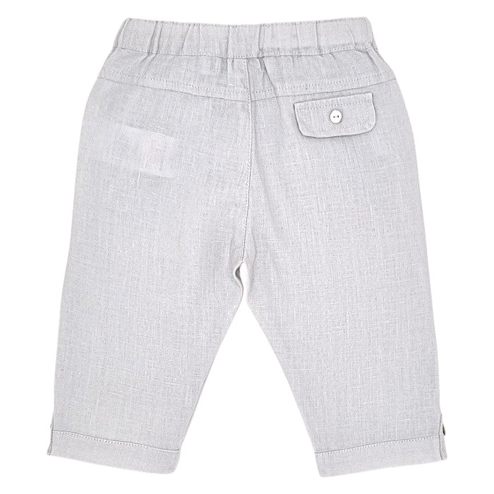 Pantalon bébé gris en lin Tartine et Chocolat, vue de dos, garçon 6 mois