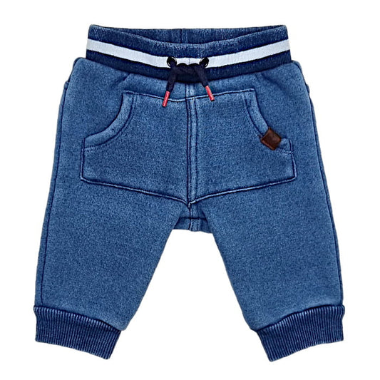 Pantalon de jogging molleton poches zippées bleu garçon