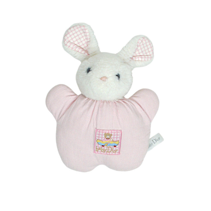Peluche bébé fille rose lapin en tissu, taille unique, marque Baby Dior - seconde main luxe